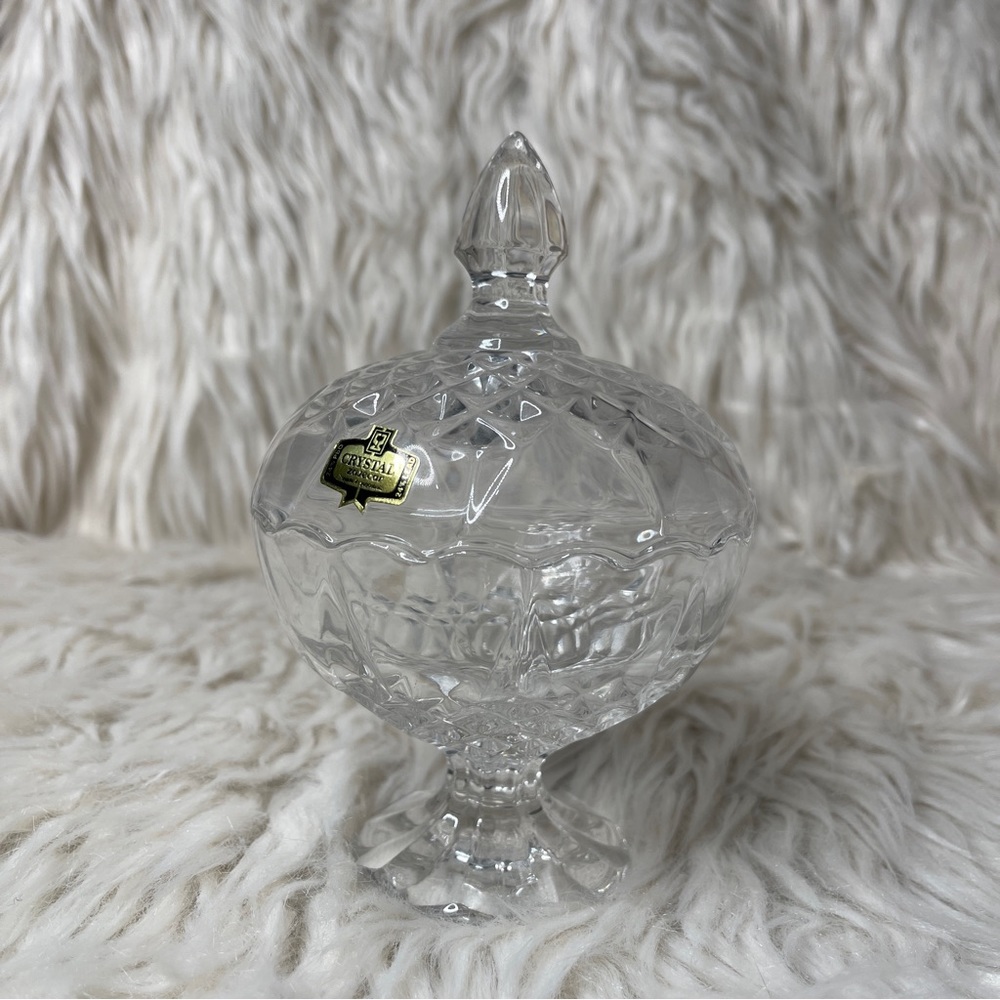 Vintage Zajecar Crystal Candy Dish with Lid